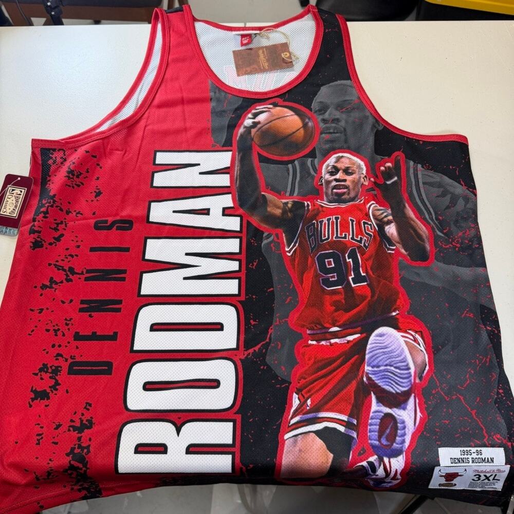 Dennis Rodman Chicago Bulls Mitchell & Ness NBA Player Burst Mesh Tank 3XL NWT